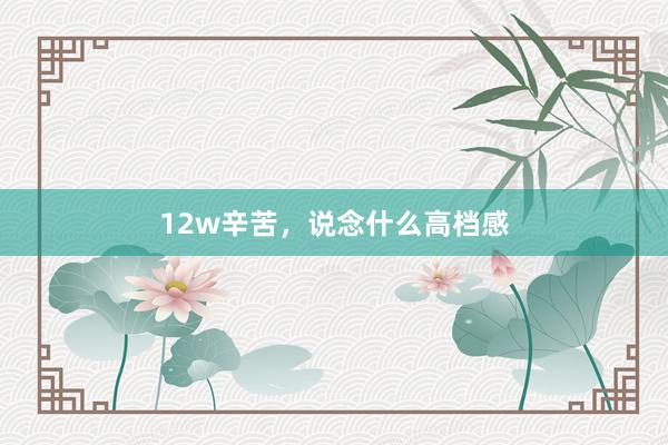 12w辛苦，说念什么高档感