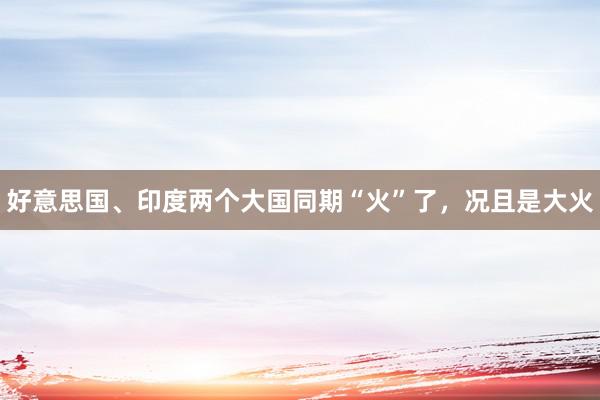 好意思国、印度两个大国同期“火”了，况且是大火