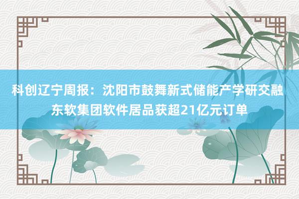 科创辽宁周报：沈阳市鼓舞新式储能产学研交融 东软集团软件居品获超21亿元订单