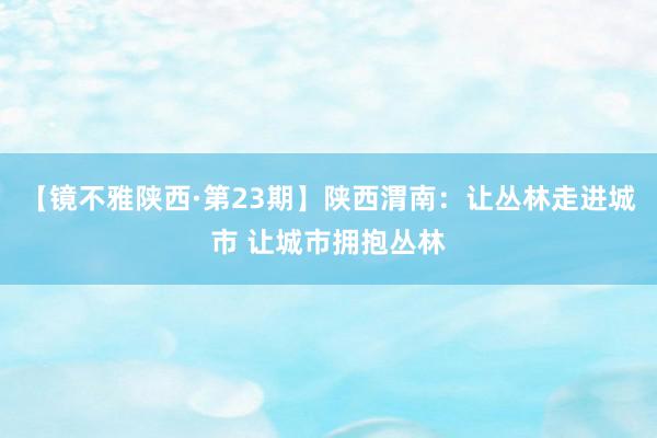 【镜不雅陕西·第23期】陕西渭南：让丛林走进城市 让城市拥抱丛林