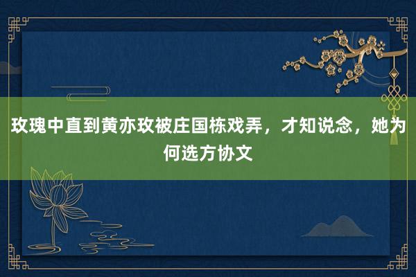 玫瑰中直到黄亦玫被庄国栋戏弄，才知说念，她为何选方协文