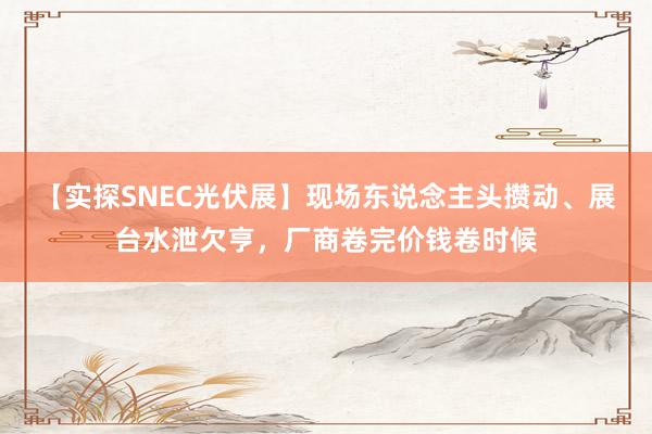 【实探SNEC光伏展】现场东说念主头攒动、展台水泄欠亨，厂商卷完价钱卷时候