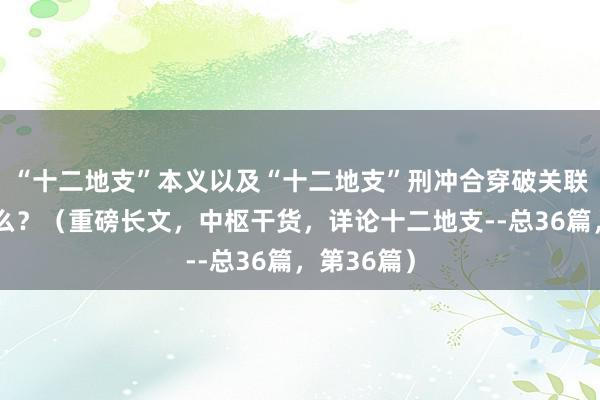 “十二地支”本义以及“十二地支”刑冲合穿破关联究竟是什么？（重磅长文，中枢干货，详论十二地支--总36篇，第36篇）