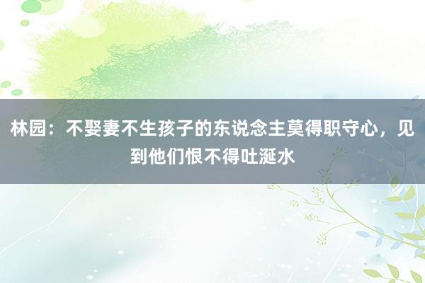 林园：不娶妻不生孩子的东说念主莫得职守心，见到他们恨不得吐涎水