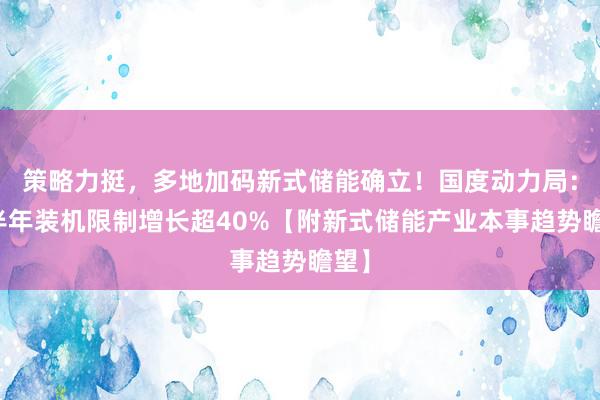 策略力挺，多地加码新式储能确立！国度动力局：上半年装机限制增长超40%【附新式储能产业本事趋势瞻望】