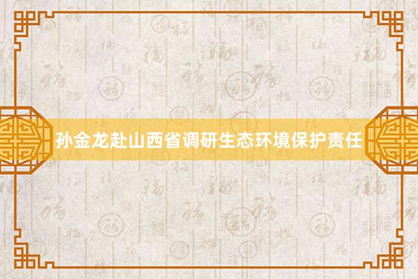 孙金龙赴山西省调研生态环境保护责任