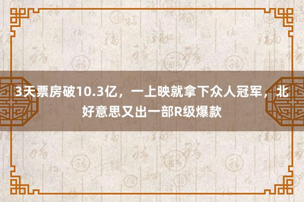 3天票房破10.3亿，一上映就拿下众人冠军，北好意思又出一部R级爆款