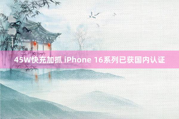 45W快充加抓 iPhone 16系列已获国内认证