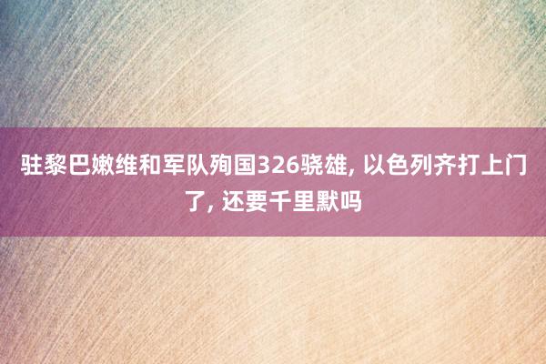 驻黎巴嫩维和军队殉国326骁雄, 以色列齐打上门了, 还要千里默吗